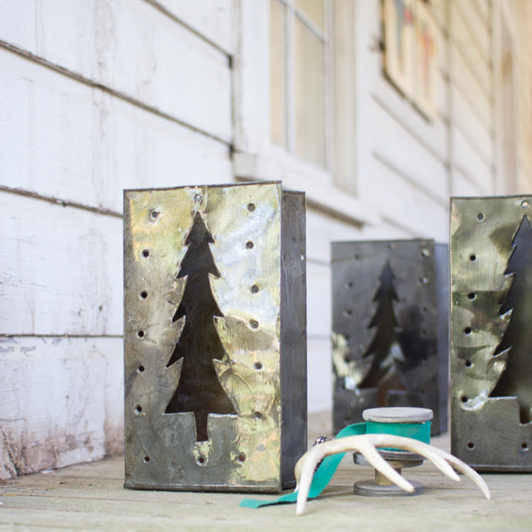 Tin Bag Christmas Tree Luminary Box/6