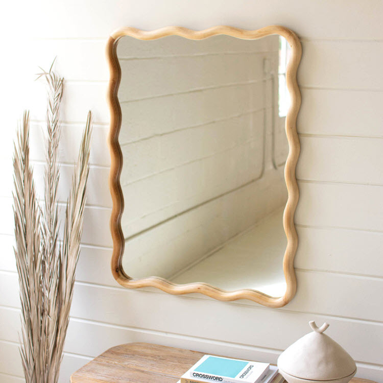 Wooden Squiggle Framed Mirror