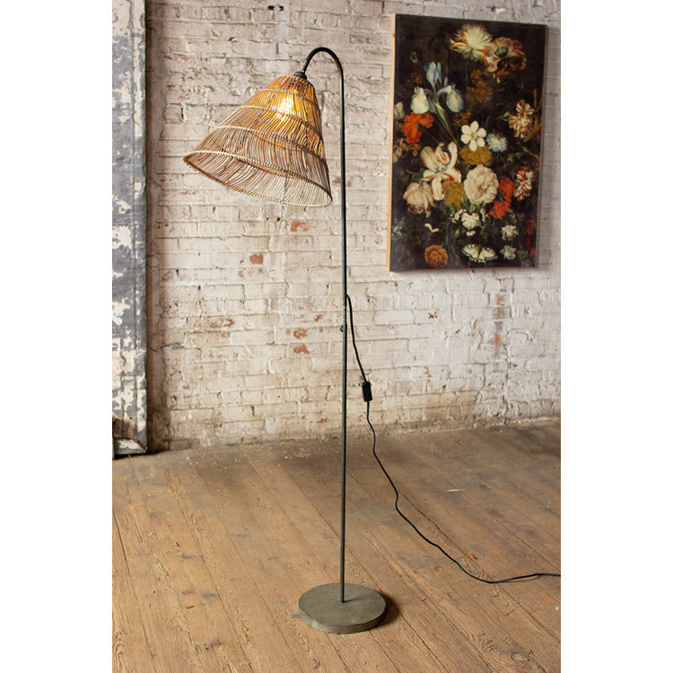 Floor Lamp with Rattan Shade