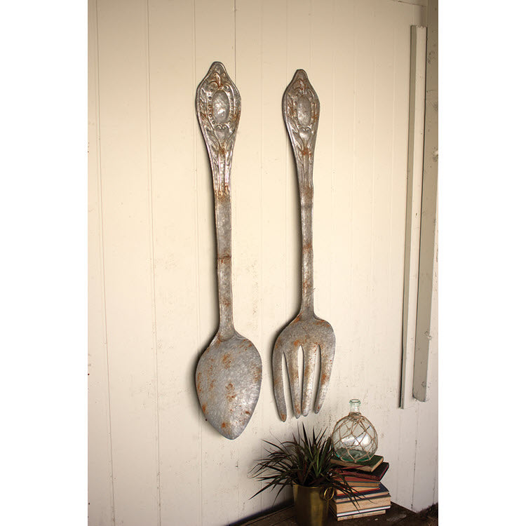 Large Metal Fork and Spoon Wall Decor Set/2