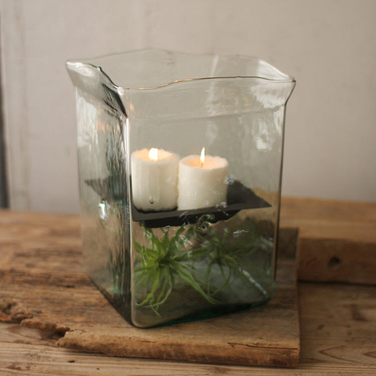 Giant Square Glass Candle Hurricane