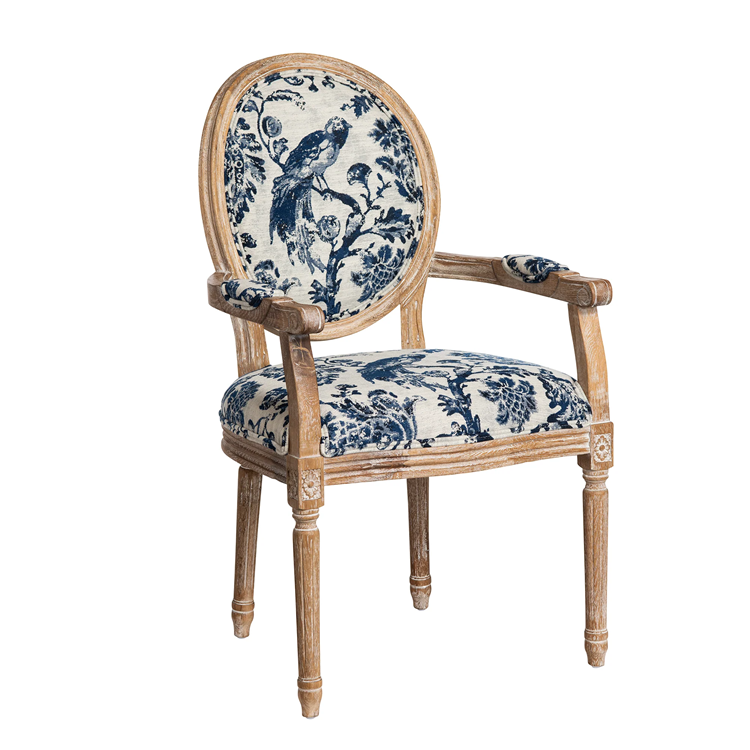 Blue Fowl & Fruit Jacquard Chair