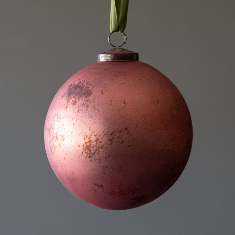 Antique Matte Rose Glass Ball Ornament XL Set/6