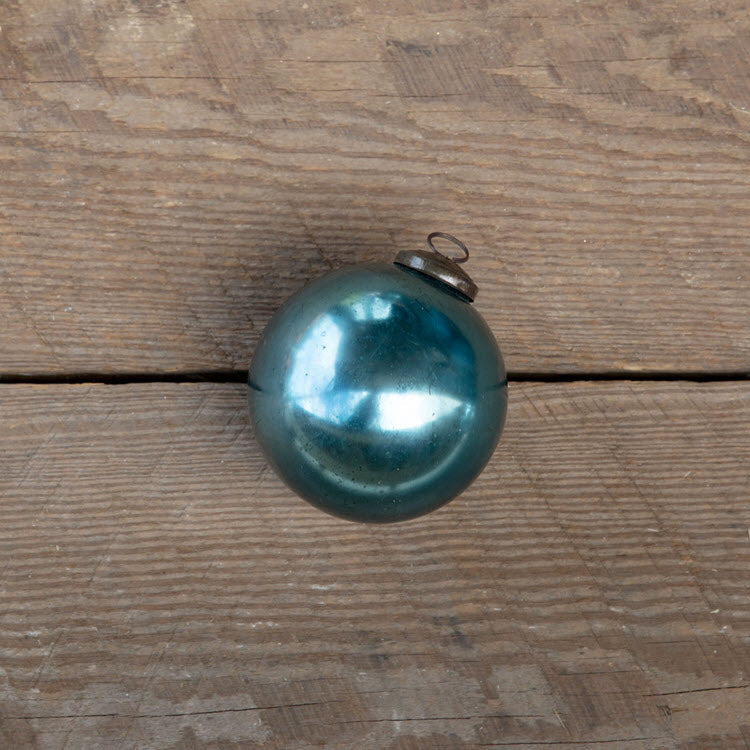Antique Shiny Blue Kyanite Glass Ball Ornament Medium Set/12