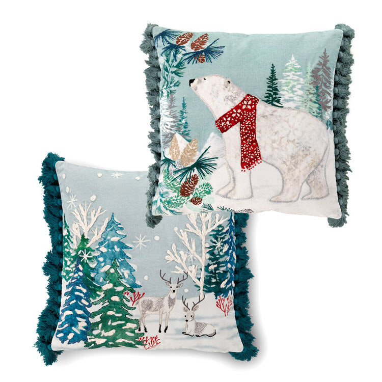 Alpine Forest Pillow with Tassels Set/2