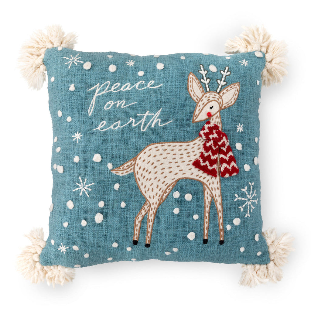Arctic Deer Embroidered Pillow