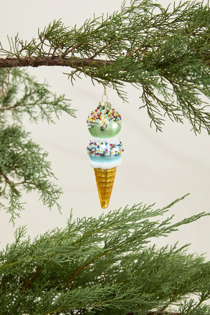 Dessert First Ice Cream Cone Ornaments Set/6
