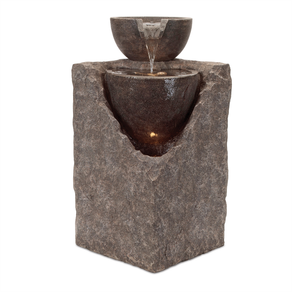 Cascading Tiered Stone Bowl Fountain 24"H