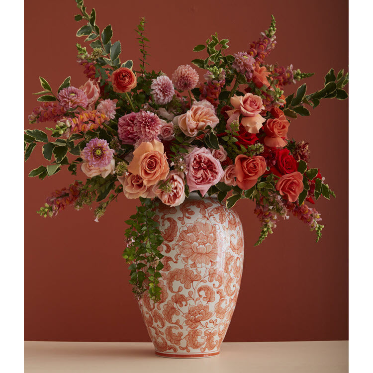 Elodie Chinoiserie Vase Coral 18.5"