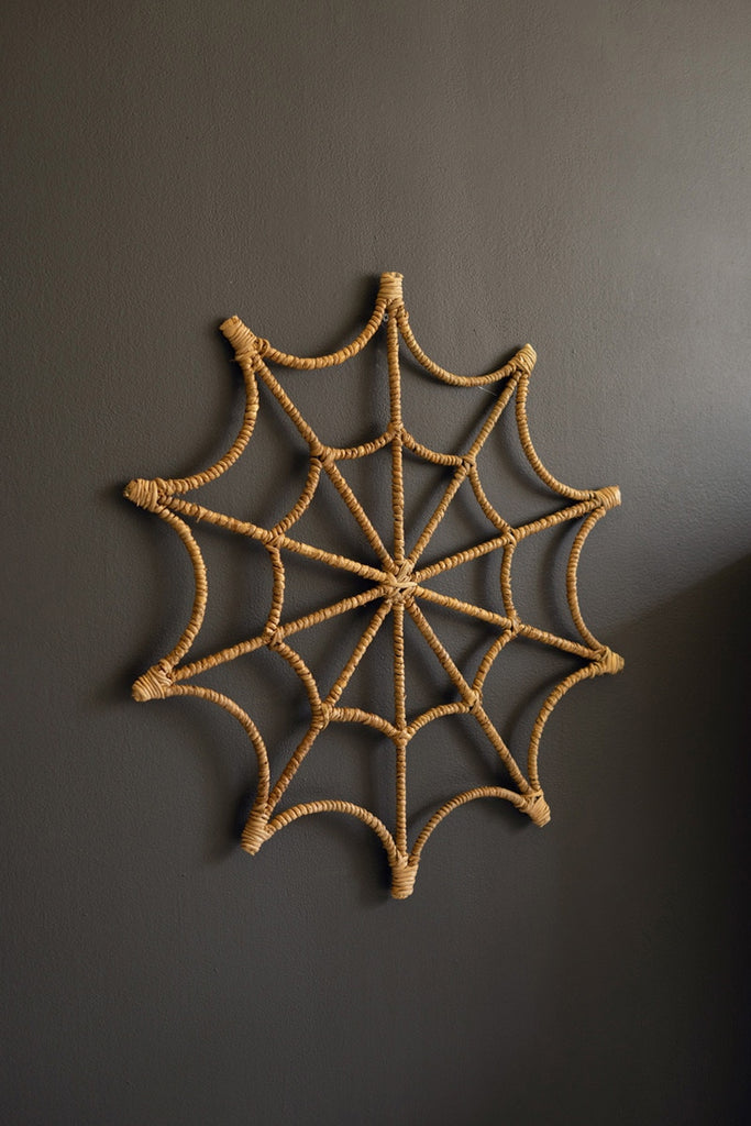 Seagrass And Iron Spider Web Wall Hanging