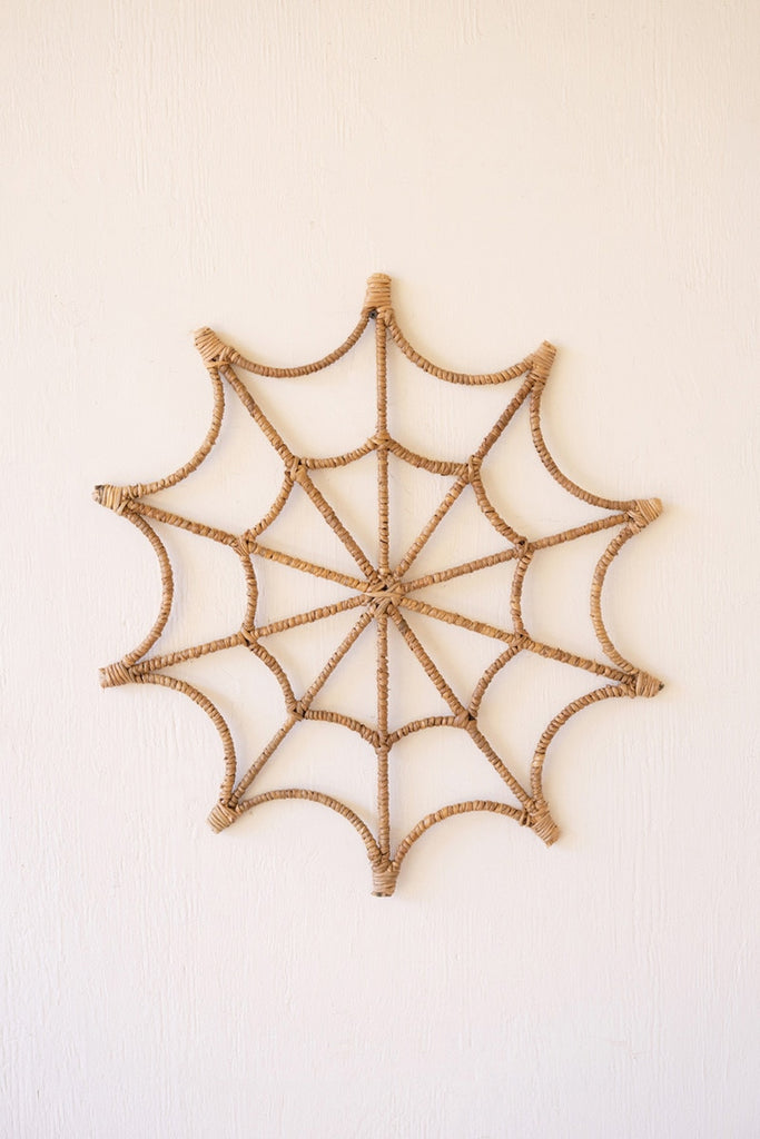 Seagrass And Iron Spider Web Wall Hanging
