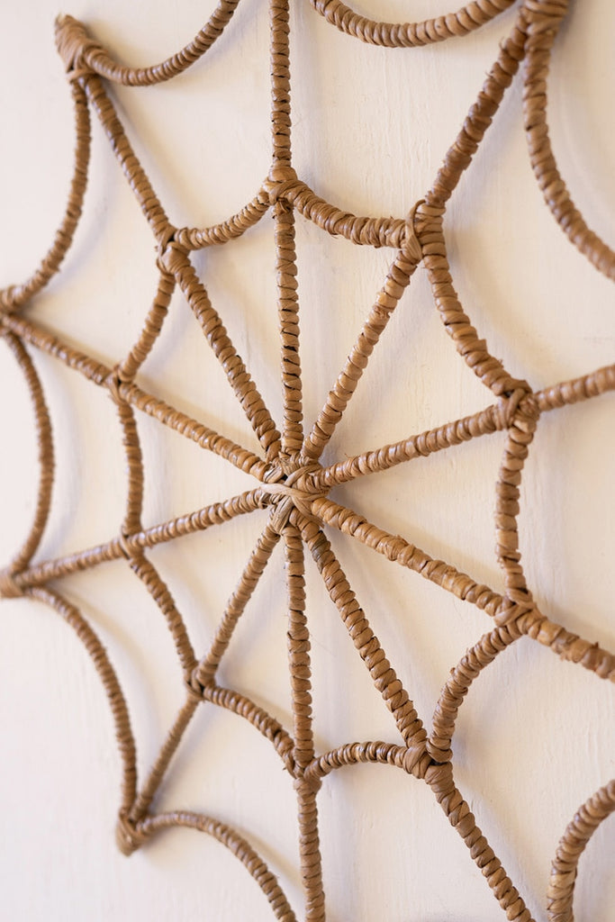 Seagrass And Iron Spider Web Wall Hanging