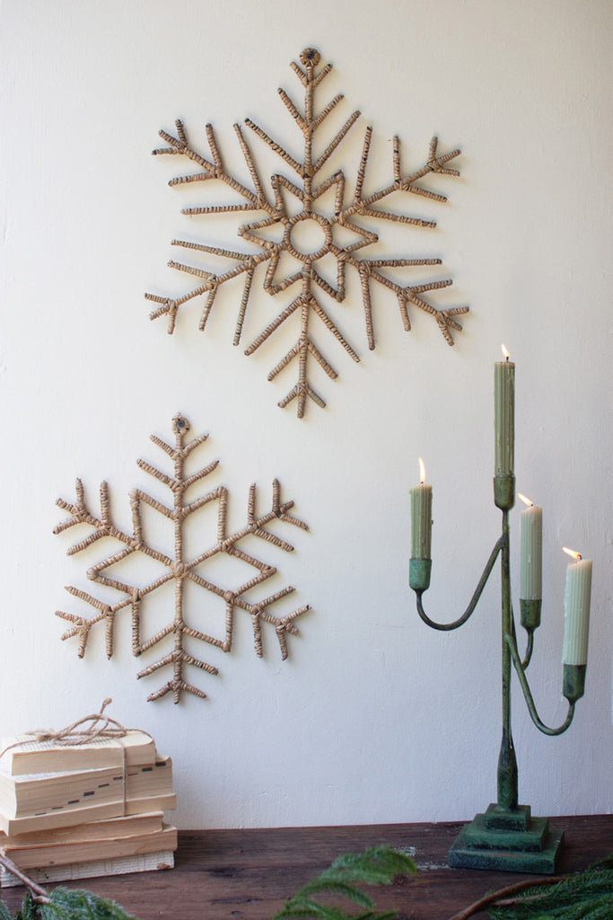 Set/2 Woven Seagrass Snowflakes