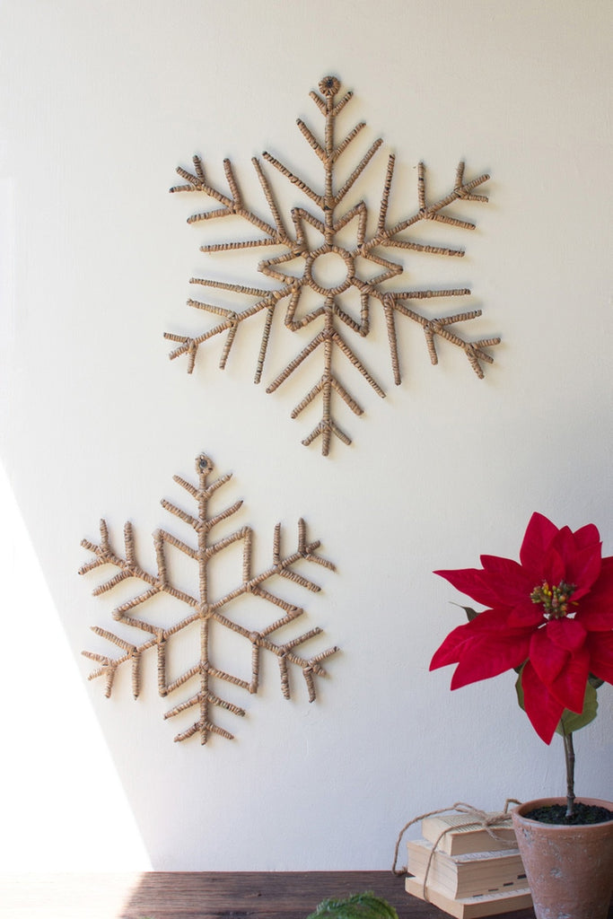 Set/2 Woven Seagrass Snowflakes