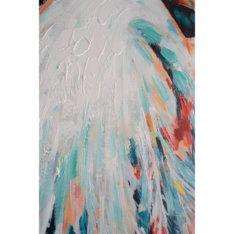 Framed Heron Oil Painting with Flowers
