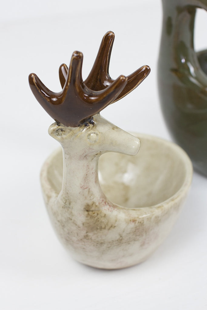 Set/3 Ceramic Deer Bowls- One Each Color