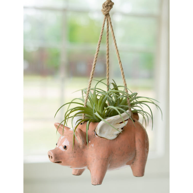 Ceramic Hanging Flying Pig Planters Box/2