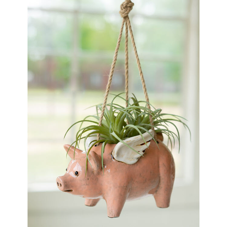 ceramic hanging plant pots Kalalou Ceramic Hanging Flying Pig Planter