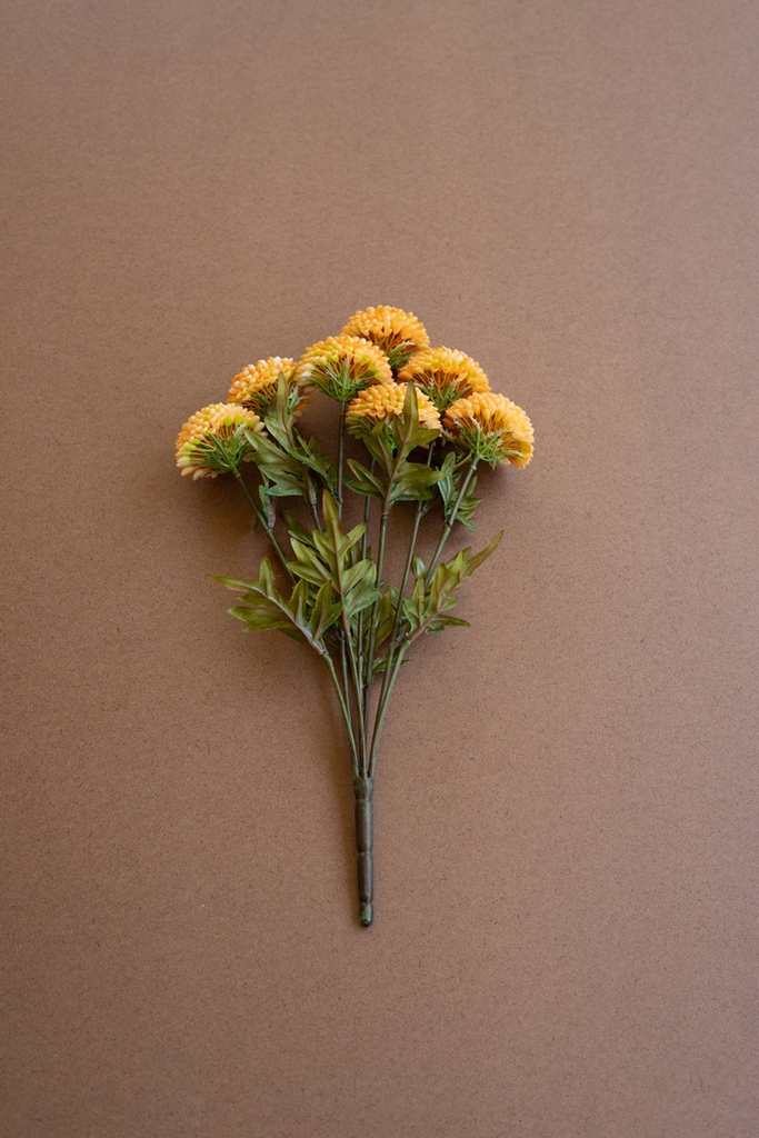 Artificial Yellow Ball Dahlias Box/6 Bundles