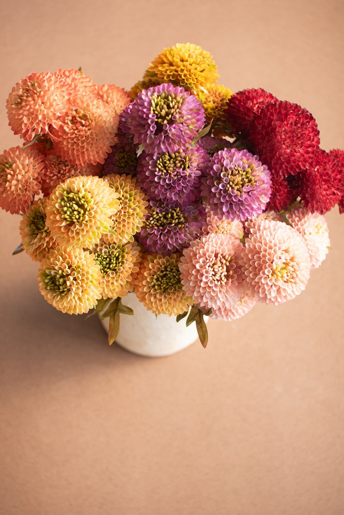 Artificial Yellow Ball Dahlias Box/6 Bundles