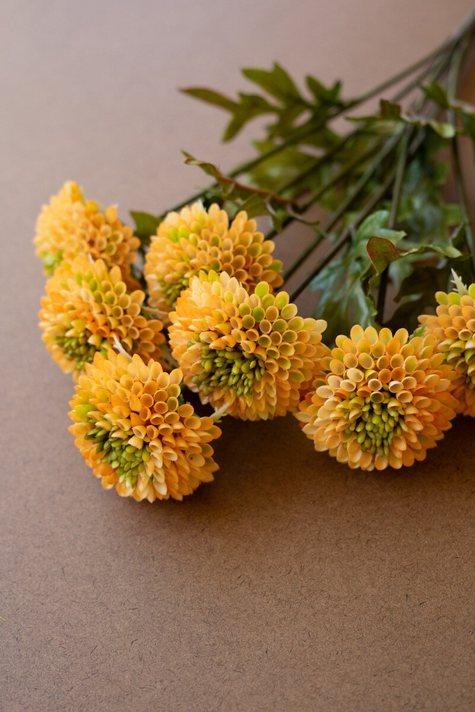 Artificial Yellow Ball Dahlias Box/6 Bundles