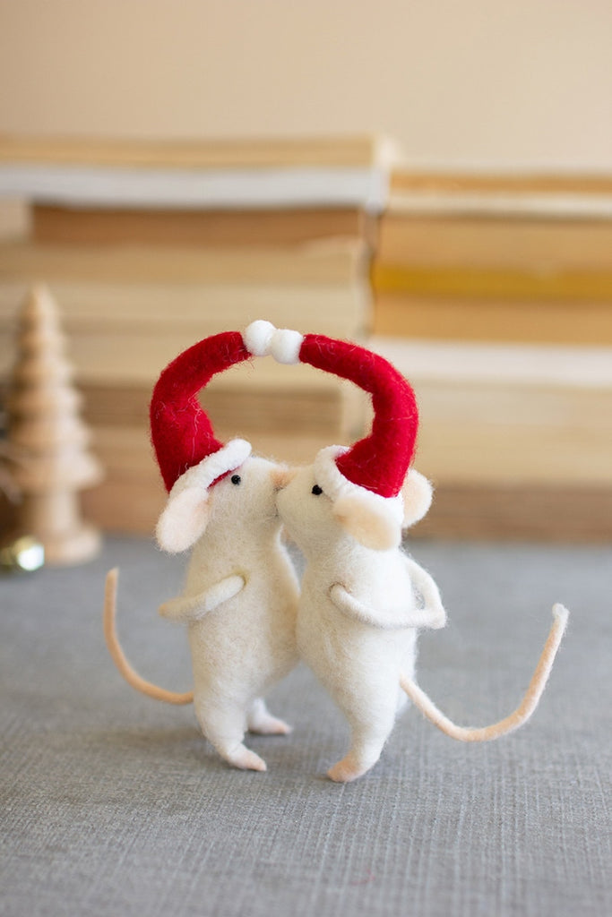 Kissing Felt Christmas Mice 2 Sets