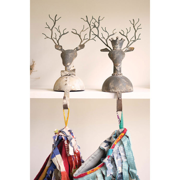 Metal Deer Stocking Holders Set/2