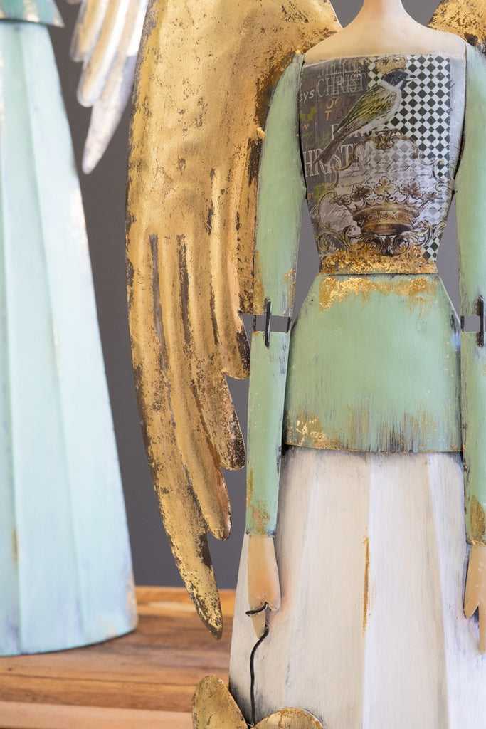 Set/2 Painted Metal Christmas Angels