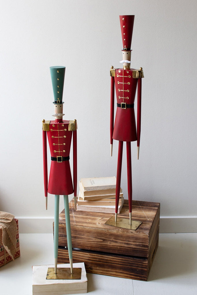 Set/2 Painted Metal Christmas Soldiers