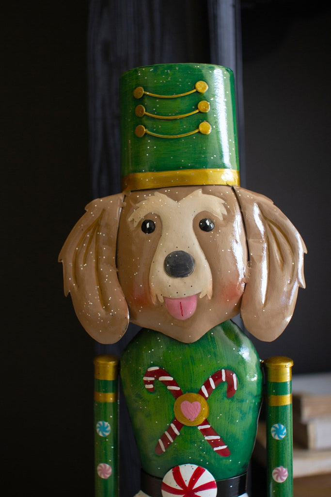 Set/2 Painted Metal Christmas Dog Nutcrackers