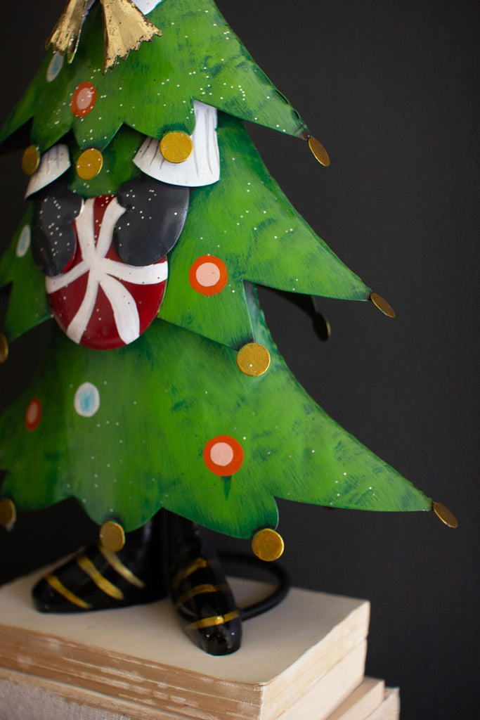 Set/2 Painted Metal Cat Christmas Trees