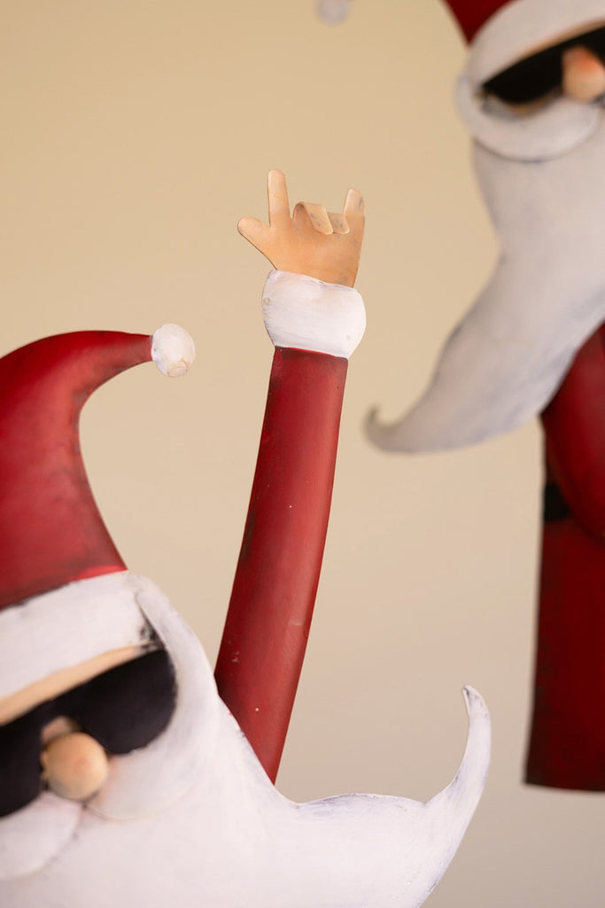 Set/2 Painted Metal Santa Musicians