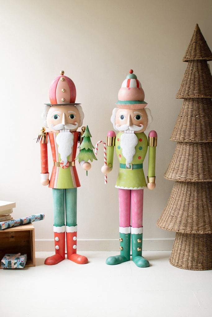 Set/2 Life Size Painted Metal Nutcrackers