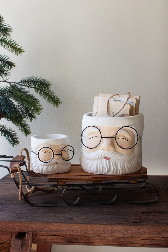 Set/2 Concrete Santa Planters