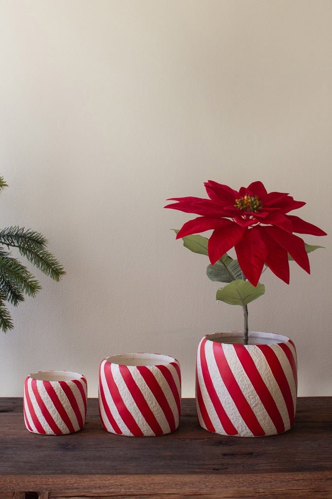 Set/3 Concrete Candy Cane Planters