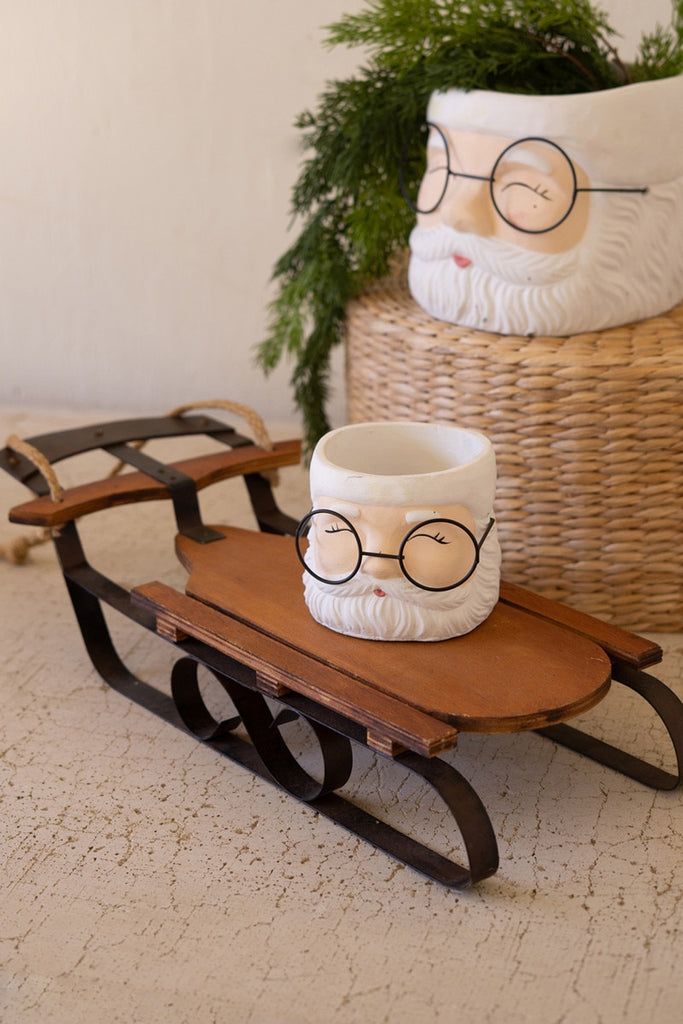 Metal And Wood Christmas Sled