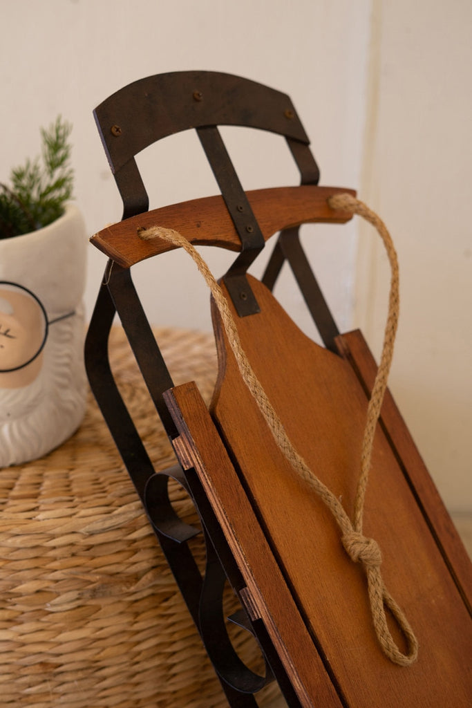 Metal And Wood Christmas Sled