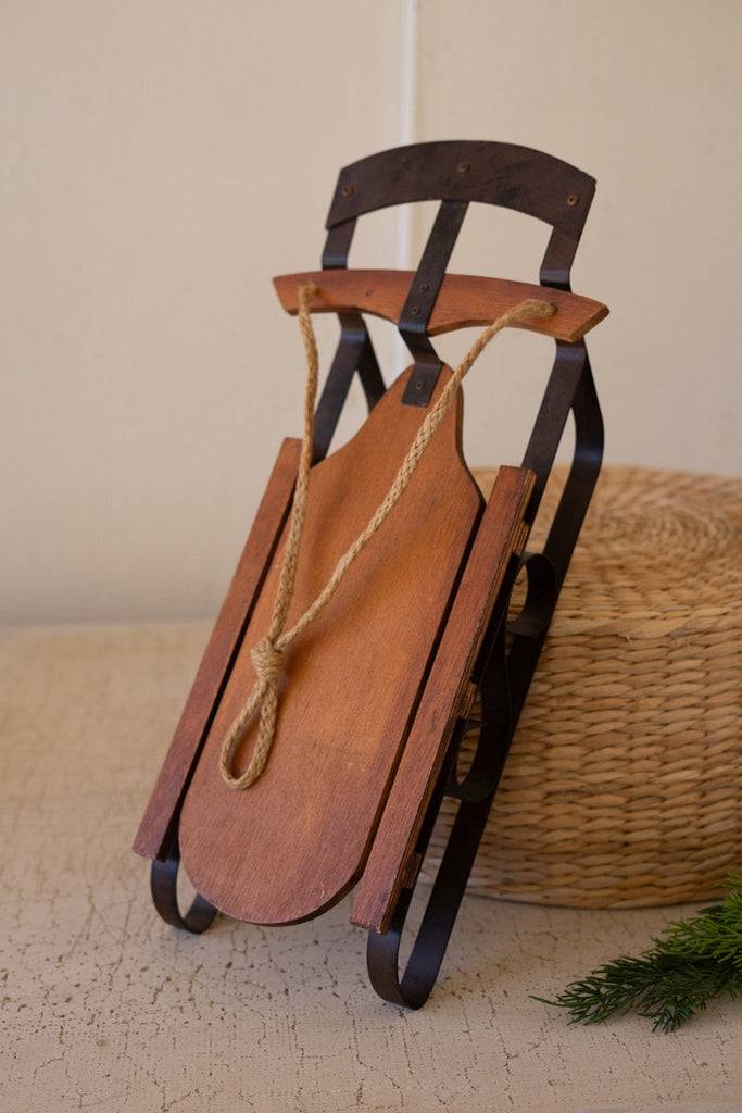 Metal And Wood Christmas Sled