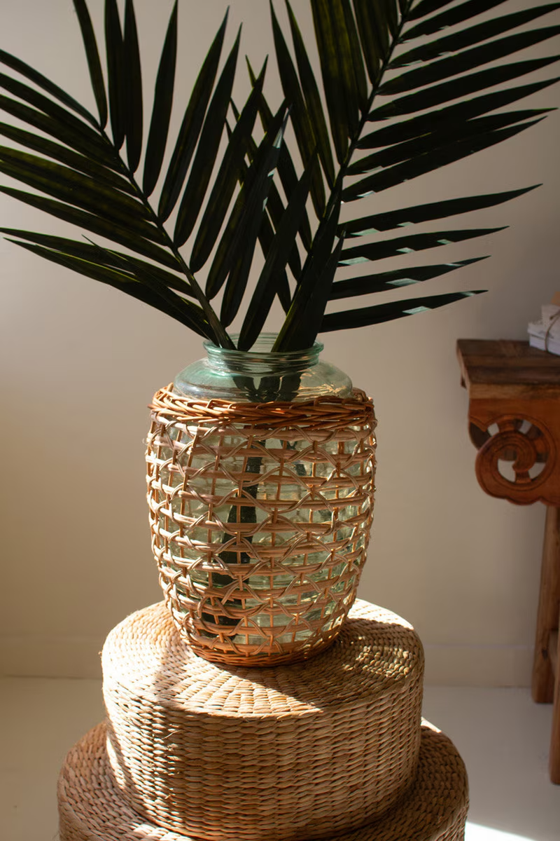 A Colorful Farmhouse Willow Wrapped Glass Vessel - Thumbnail 5