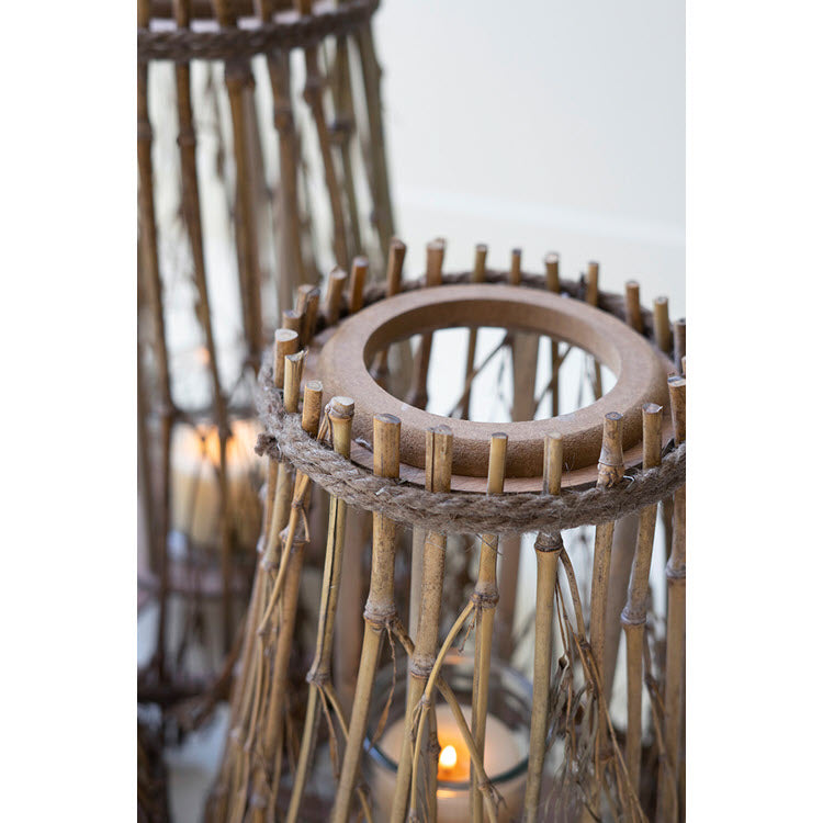 Natural Bamboo and Wood Lanterns Set/3