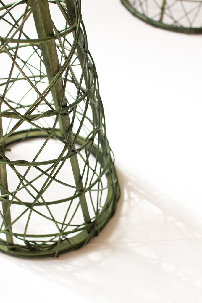 Set/3 Christmas Topiaries - Green With Natural Star