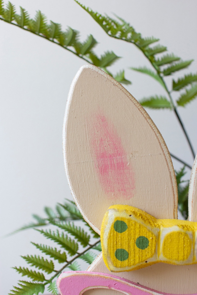 Painted Wood Easter Bunnies with Glasses Set/2