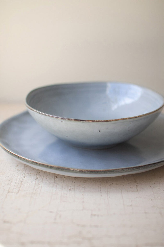 Cloud Ceramic Dinner Plates & Bowls- 12 Sets