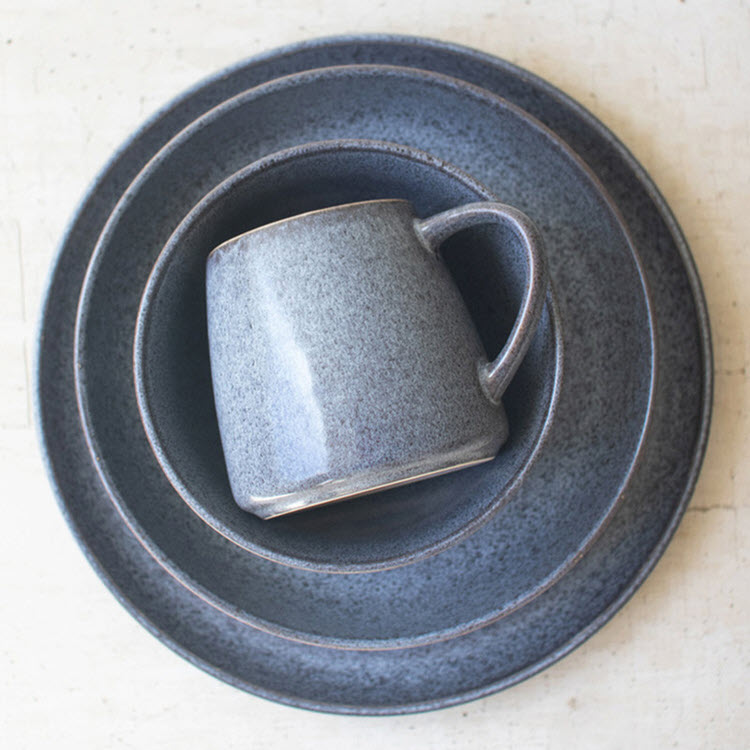Set/4 Stonewash Ceramic Mugs (Box of 2 Sets)