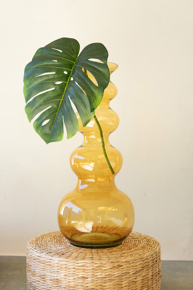 Kalalou Large Glass Bubble Vase Green