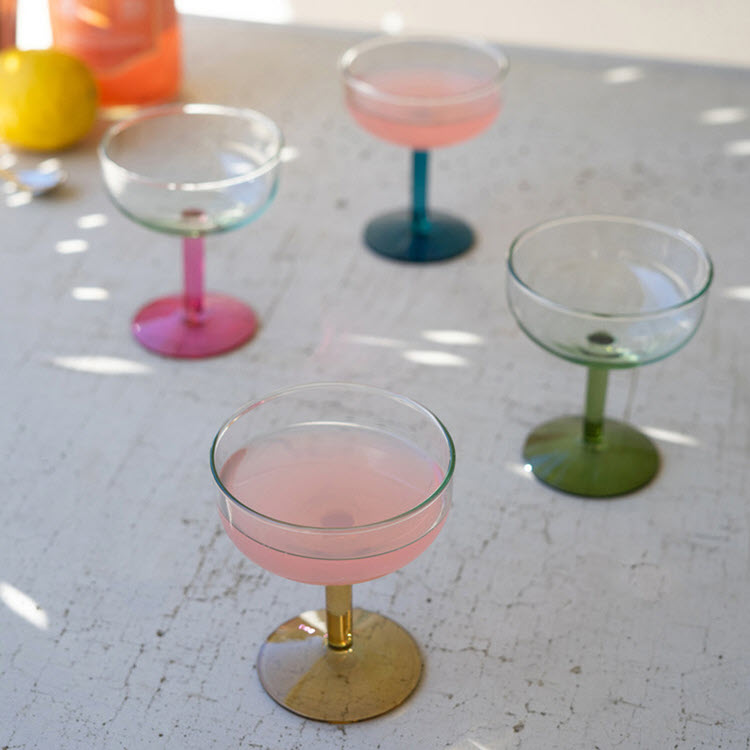 Coupe Glasses with Colored Stems Set/4