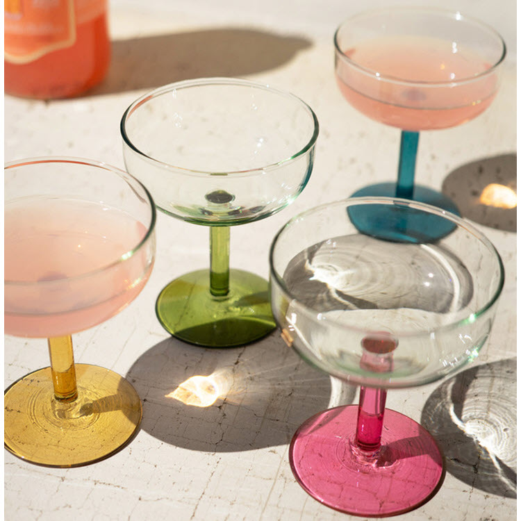 Coupe Glasses with Colored Stems Set/4