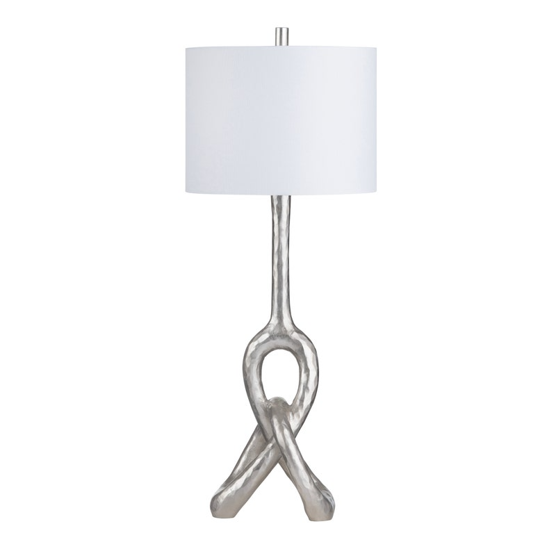 St James Sculptural Knot Buffet Lamps Silver Set/2