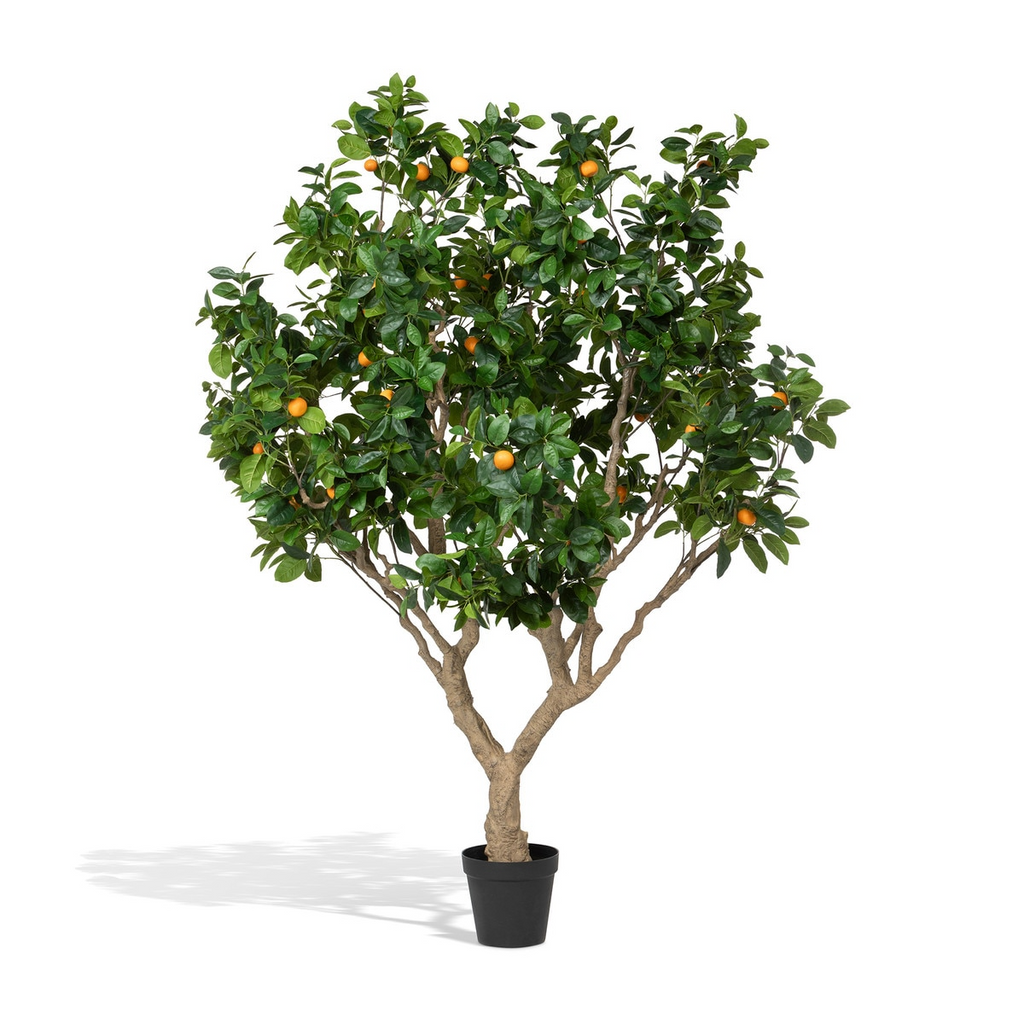 Faux Orange Tree with Weighted Black Pot 98"