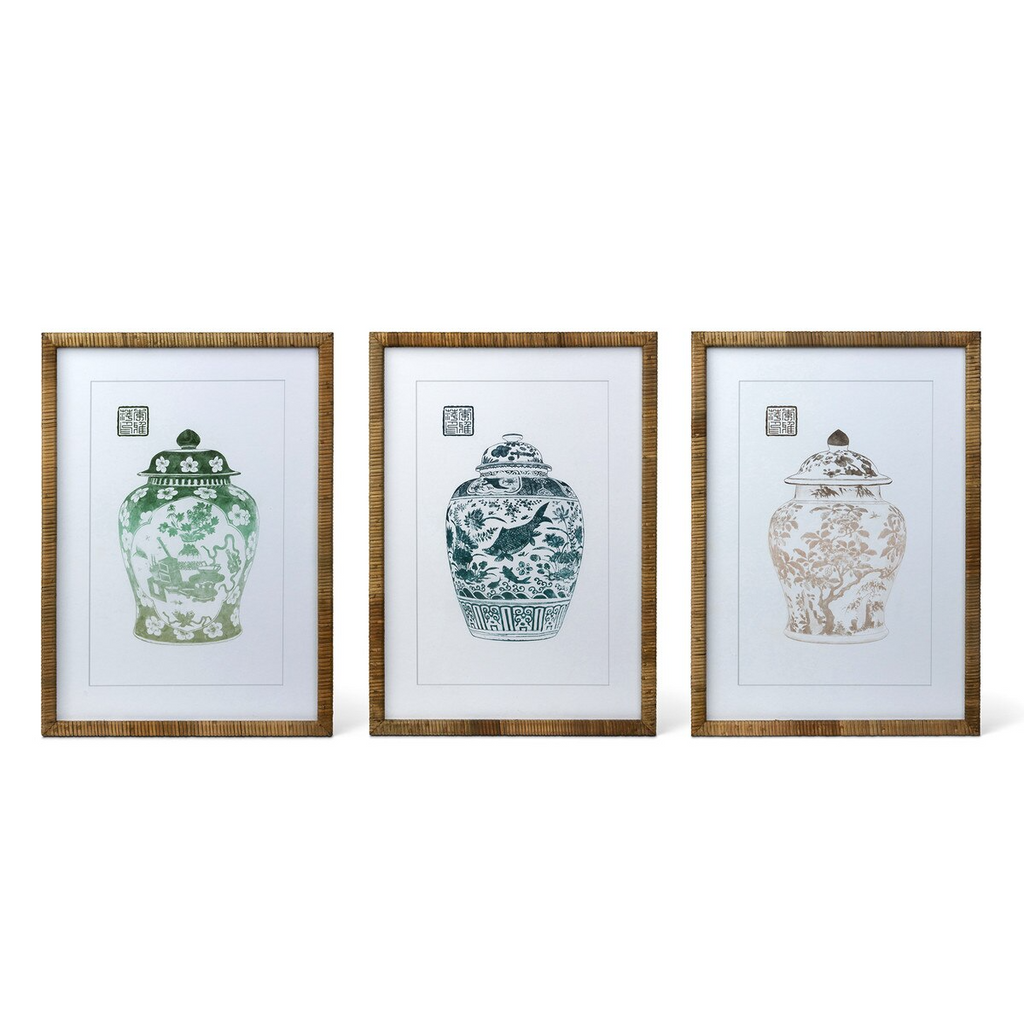 Lotus Framed Ginger Jar Wall Art